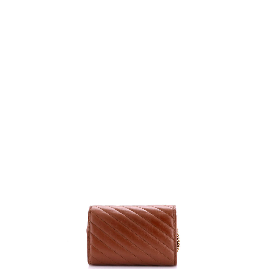 Pre Owned Gucci GG Marmont Chain Wallet Diagonal Quilted Leather Mini
