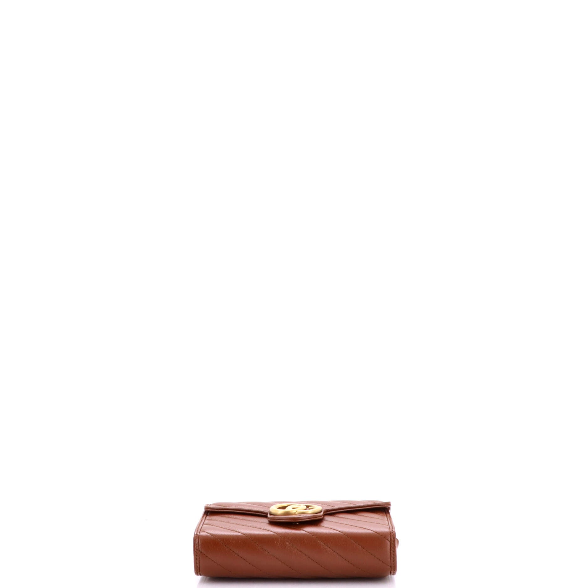 Pre Owned Gucci GG Marmont Chain Wallet Diagonal Quilted Leather Mini