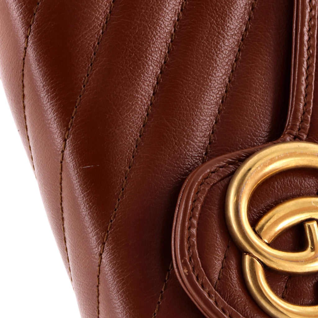 Pre Owned Gucci GG Marmont Chain Wallet Diagonal Quilted Leather Mini