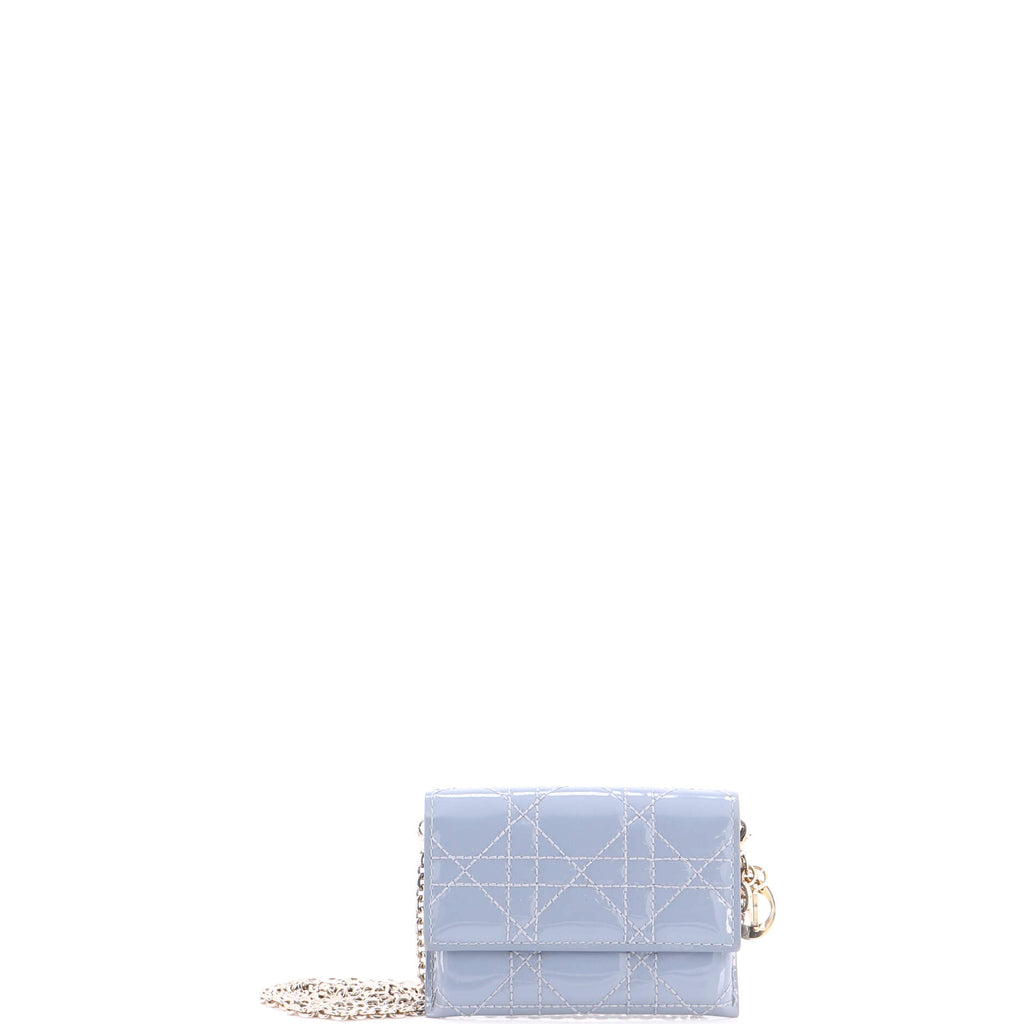 Pre Owned Christian Dior Lady Dior Nano Belt Pouch Cannage Quilt Patent