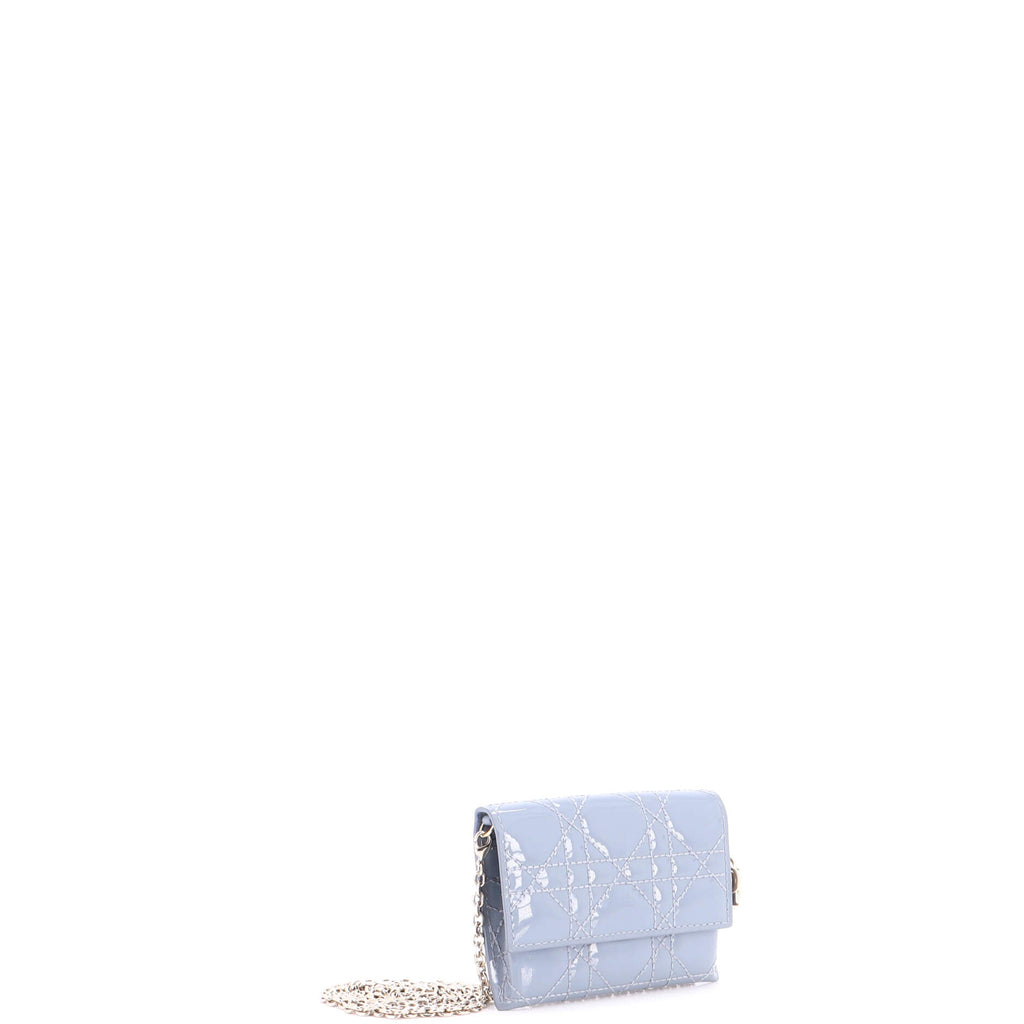 Pre Owned Christian Dior Lady Dior Nano Belt Pouch Cannage Quilt Patent