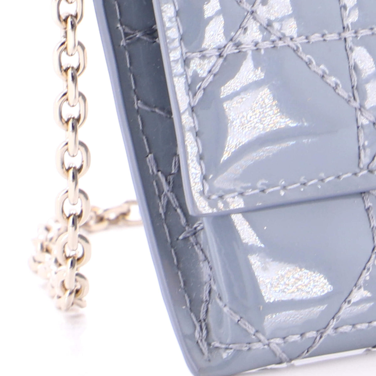 Pre Owned Christian Dior Lady Dior Nano Belt Pouch Cannage Quilt Patent
