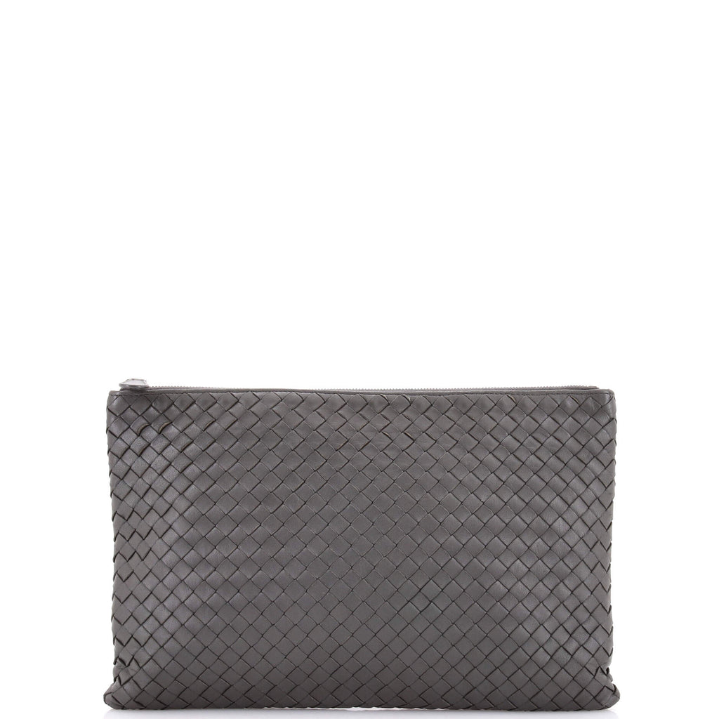 Pre Owned Bottega Veneta Zip Pouch Intrecciato Nappa Large