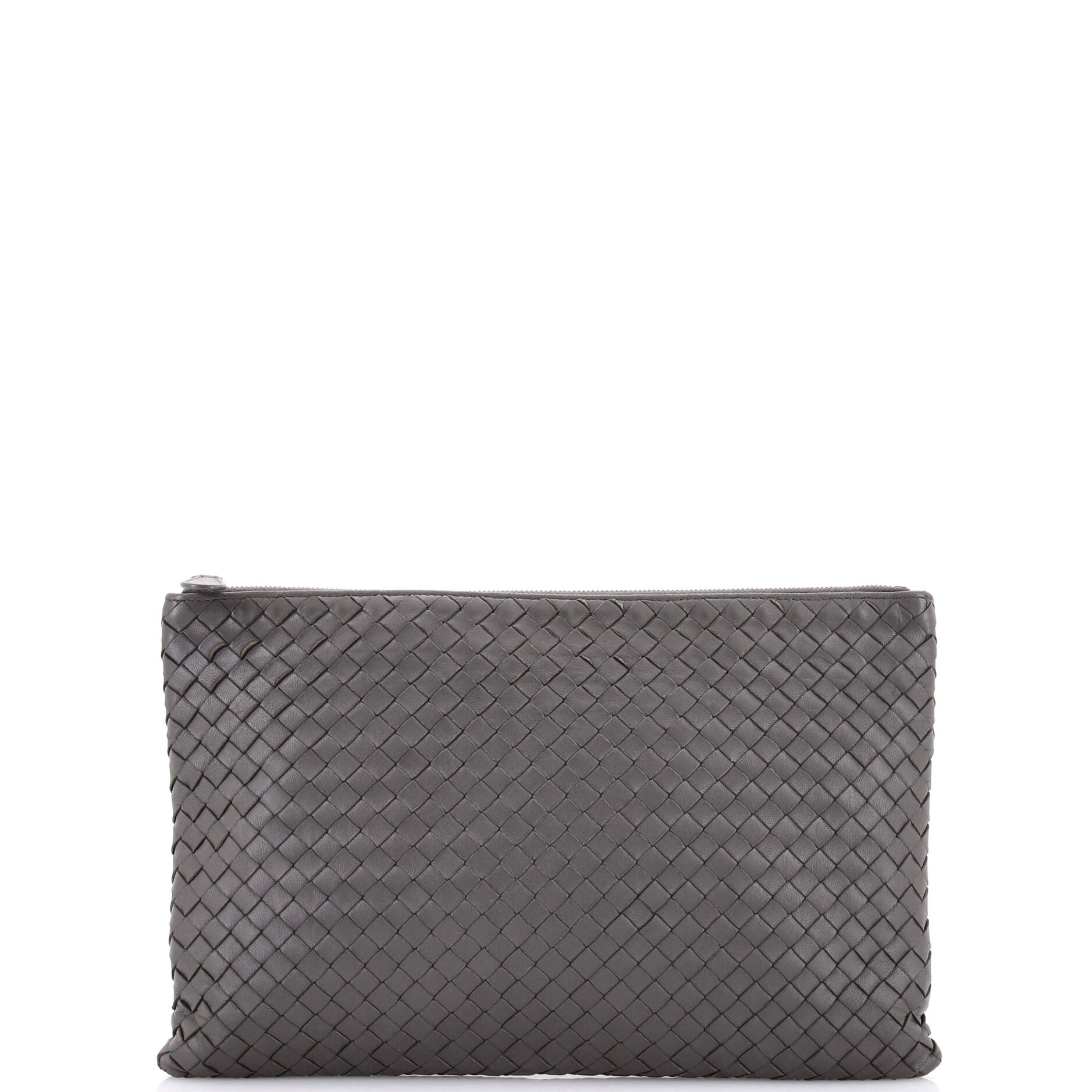 Pre Owned Bottega Veneta Zip Pouch Intrecciato Nappa Large