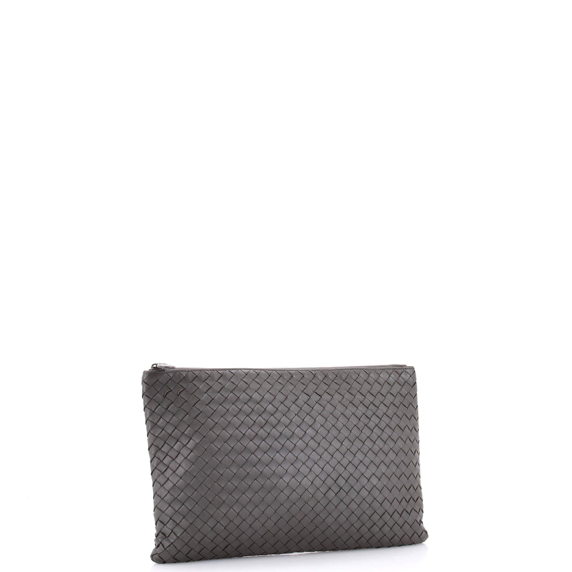 Pre Owned Bottega Veneta Zip Pouch Intrecciato Nappa Large