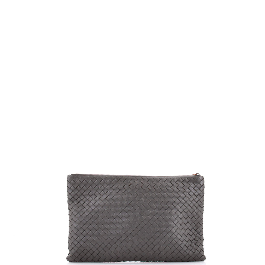 Pre Owned Bottega Veneta Zip Pouch Intrecciato Nappa Large