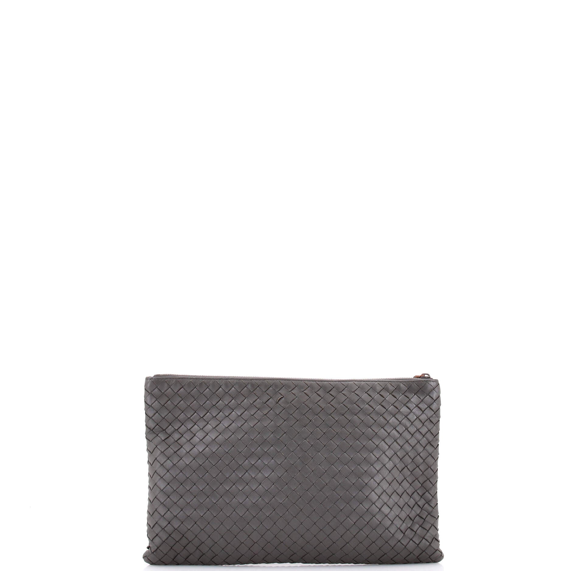 Pre Owned Bottega Veneta Zip Pouch Intrecciato Nappa Large