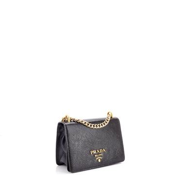Pre Owned Prada Chain Flap Crossbody Bag Vernice Saffiano Leather Small