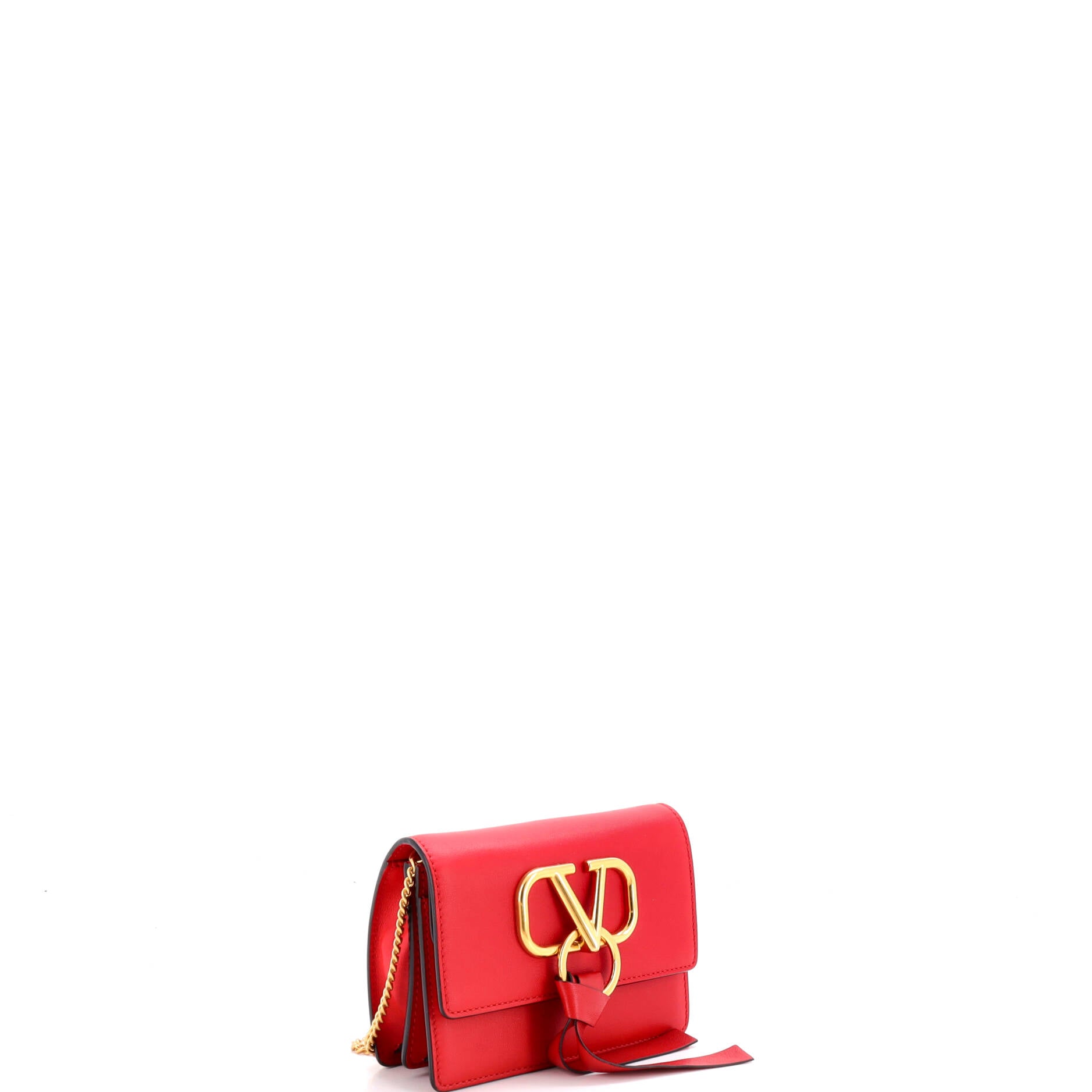 Pre Owned Valentino Garavani VRing Crossbody Bag Leather Mini
