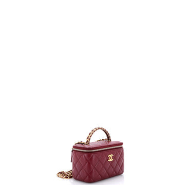Pre Owned Chanel Pick Me Up Top Handle Vanity Case with Chain Quilted Lambskin Small