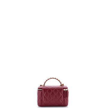 Pre Owned Chanel Pick Me Up Top Handle Vanity Case with Chain Quilted Lambskin Small