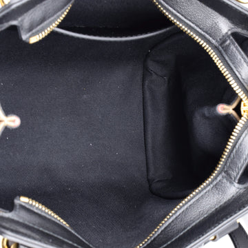 Pre Owned Burberry Banwell Tote Leather and House Check Canvas Mini
