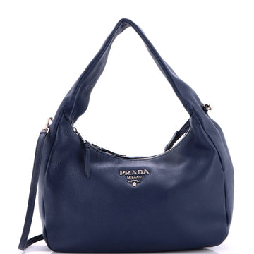 Pre Owned Prada Zip Top Hobo Vitello Daino Medium