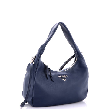 Pre Owned Prada Zip Top Hobo Vitello Daino Medium