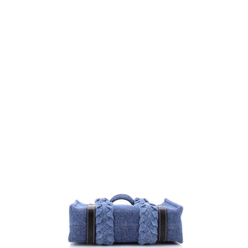 Pre Owned Chloe Woody Convertible Tote Braided Denim Small