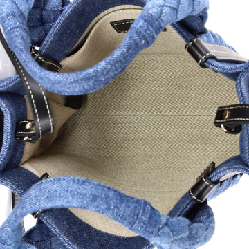 Pre Owned Chloe Woody Convertible Tote Braided Denim Small