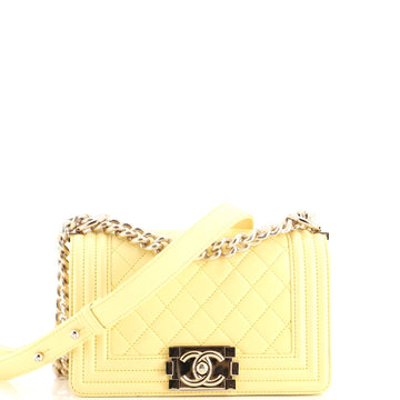 Pre Owned Chanel Boy Flap Bag Quilted Lambskin Small