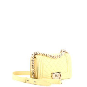 Pre Owned Chanel Boy Flap Bag Quilted Lambskin Small