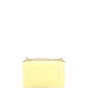 Pre Owned Chanel Boy Flap Bag Quilted Lambskin Small