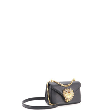 Pre Owned Dolce & Gabbana Devotion Compartment Chain Bag Leather Small