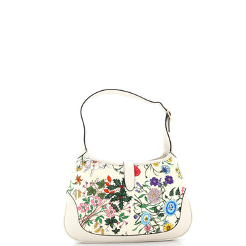 Pre Owned Gucci Jackie Hobo Flora Canvas with Leather Medium