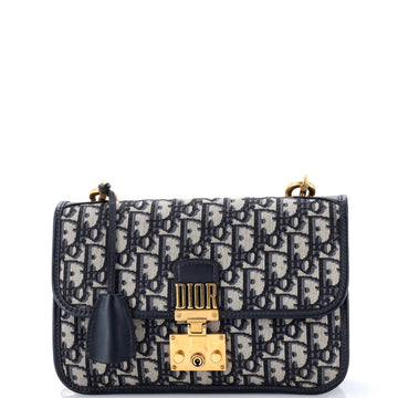 Pre Owned Christian Dior Dioraddict Flap Bag with Strap Oblique Canvas Medium