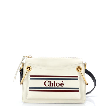 Pre Owned Chloe Roy Logo Shoulder Bag Printed Leather Small