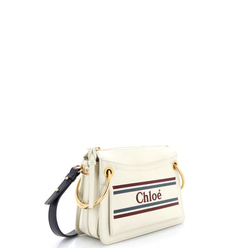 Pre Owned Chloe Roy Logo Shoulder Bag Printed Leather Small