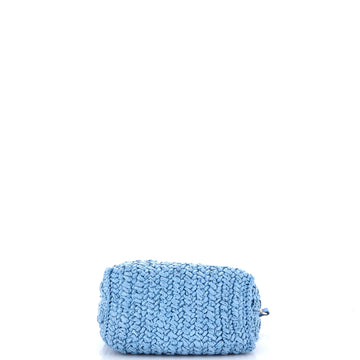 Pre Owned Miu Miu Flower Crystal Chain Shoulder Bag Woven Raffia