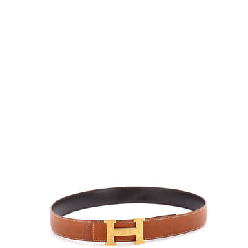 Pre Owned Hermes Constance Martelee H Reversible Belt Leather with Hammered Hardware Medium