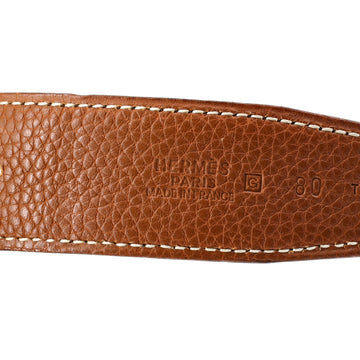 Pre Owned Hermes Constance Martelee H Reversible Belt Leather with Hammered Hardware Medium