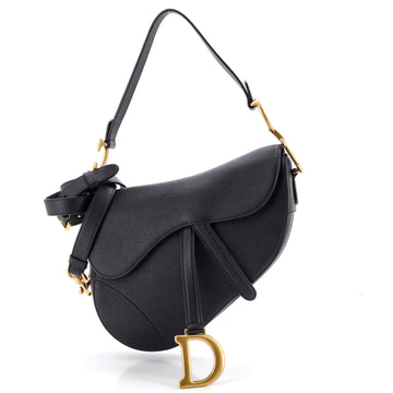 Pre Owned Christian Dior Saddle Handbag with Strap Leather Medium