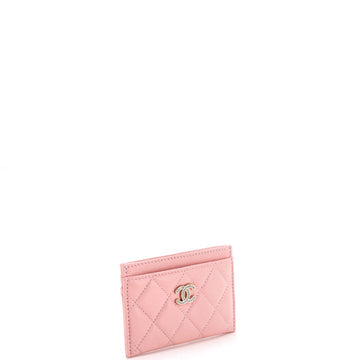 Pre Owned Chanel Crystal CC Card Holder Quilted Caviar