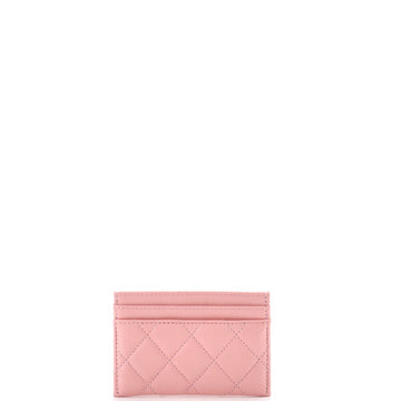 Pre Owned Chanel Crystal CC Card Holder Quilted Caviar