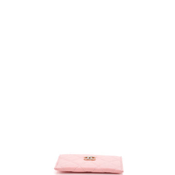 Pre Owned Chanel Crystal CC Card Holder Quilted Caviar