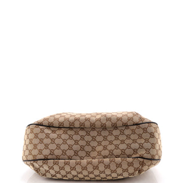 Pre Owned Gucci New Ladies Web Hobo GG Canvas Large