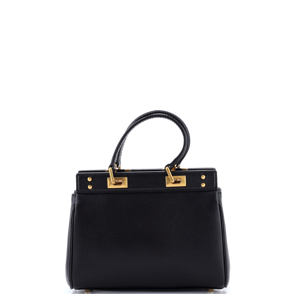 Pre Owned Valentino Garavani Rockstud Alcove Double Handle Bag Leather Small