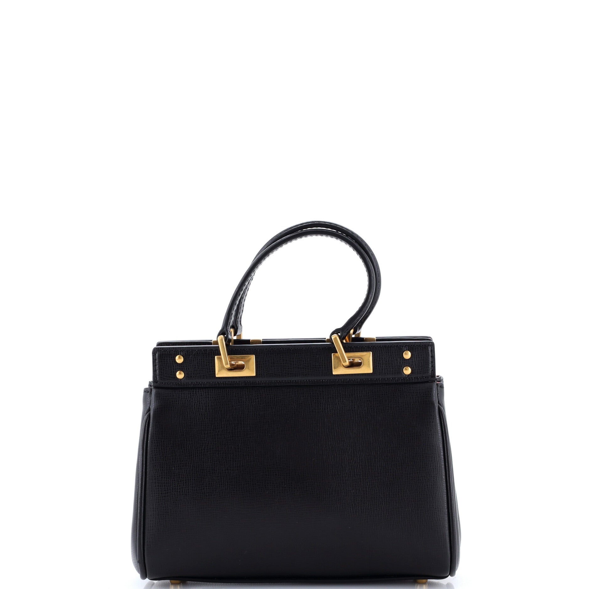 Pre Owned Valentino Garavani Rockstud Alcove Double Handle Bag Leather Small