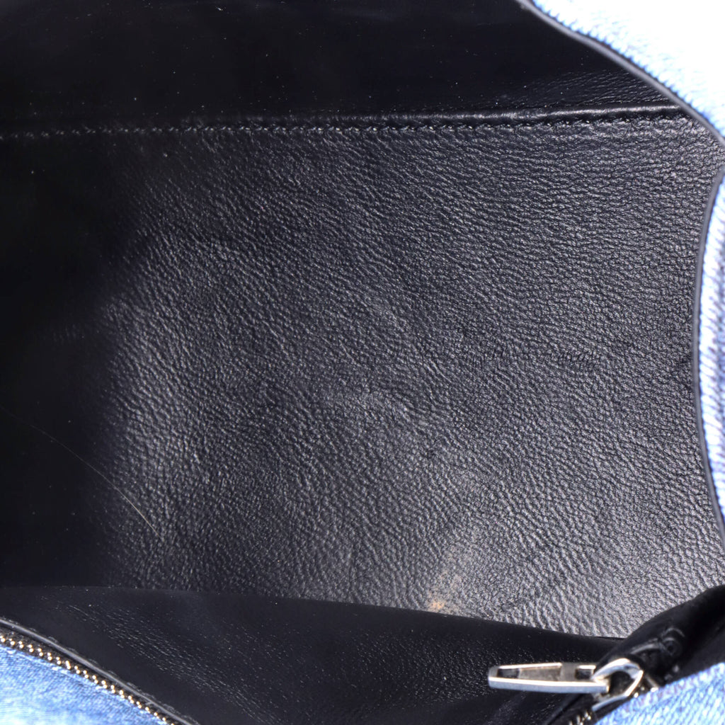 Pre Owned Balenciaga Hourglass Top Handle Bag Denim Printed Leather Small