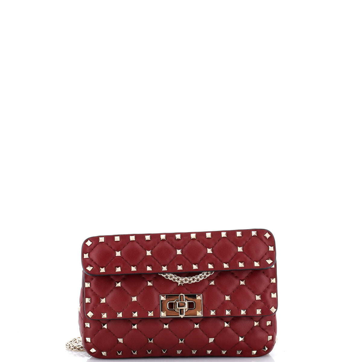 Pre Owned Valentino Garavani Rockstud Spike Flap Bag Quilted Leather Small