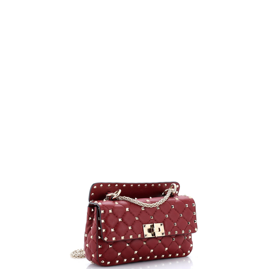 Pre Owned Valentino Garavani Rockstud Spike Flap Bag Quilted Leather Small