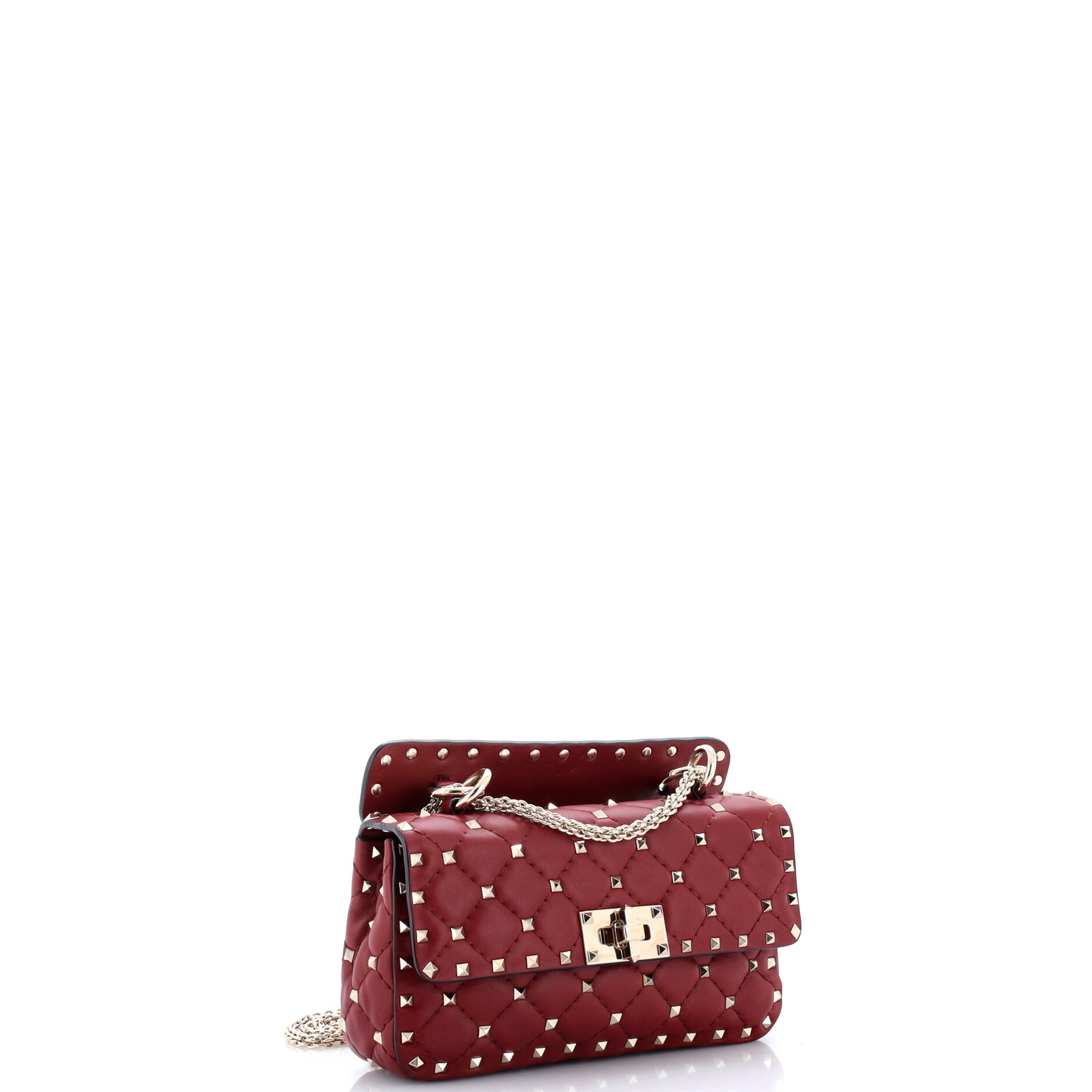 Pre Owned Valentino Garavani Rockstud Spike Flap Bag Quilted Leather Small