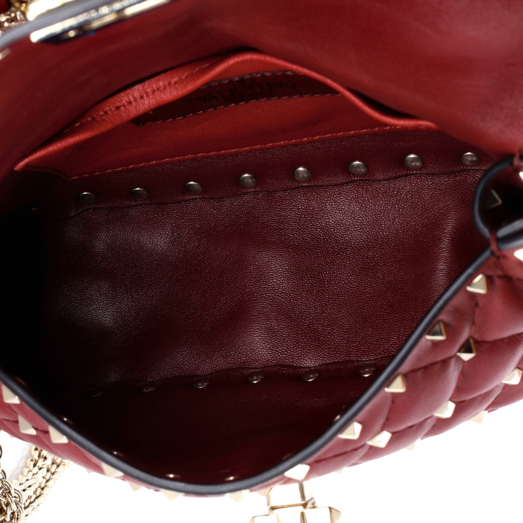 Pre Owned Valentino Garavani Rockstud Spike Flap Bag Quilted Leather Small