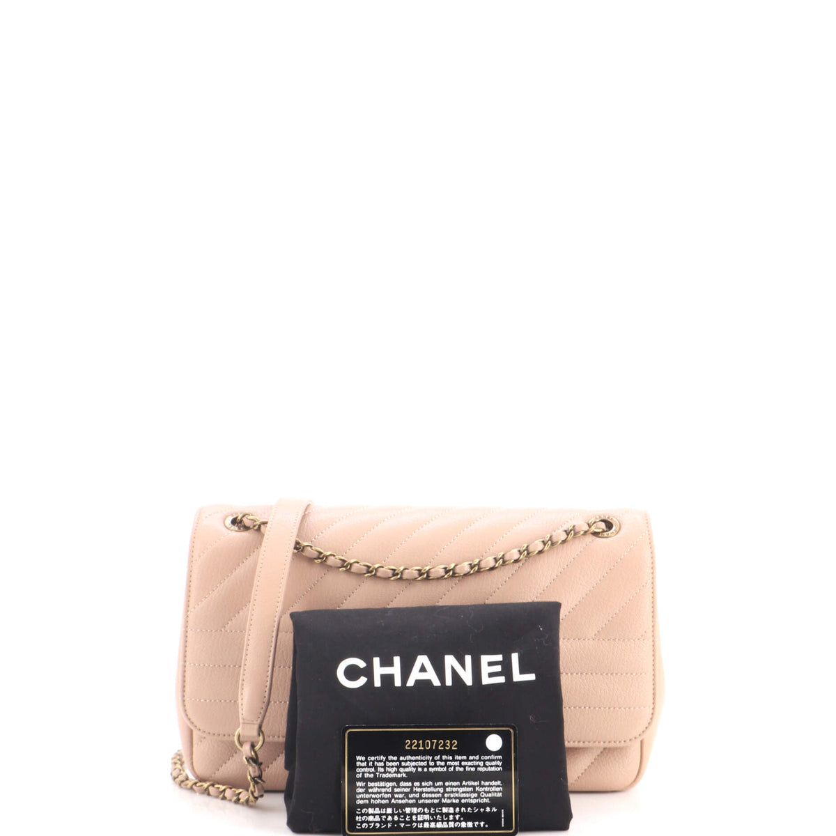 Pre Owned Chanel CC Flap Bag Diagonal Quilted Goatskin Medium
