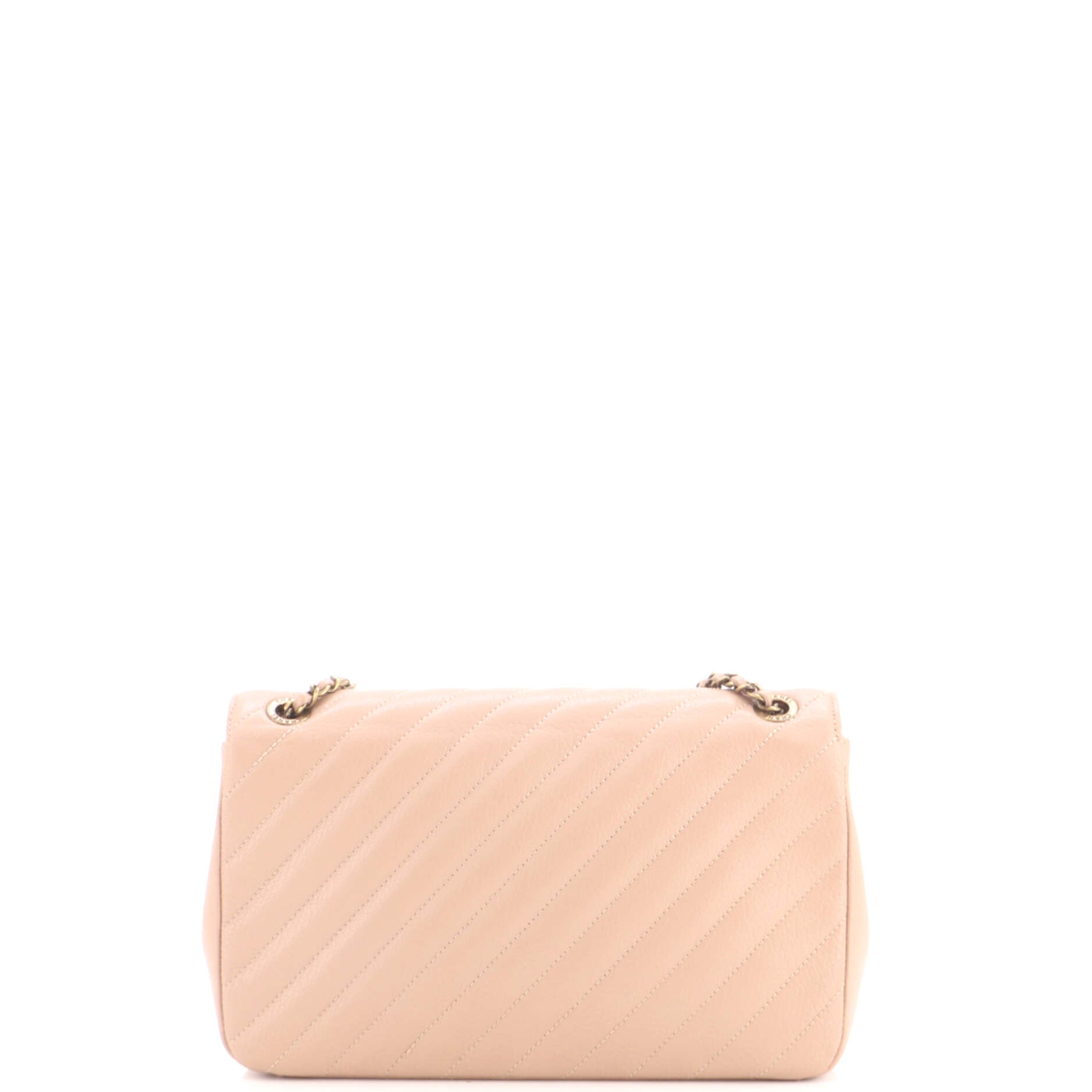 Pre Owned Chanel CC Flap Bag Diagonal Quilted Goatskin Medium