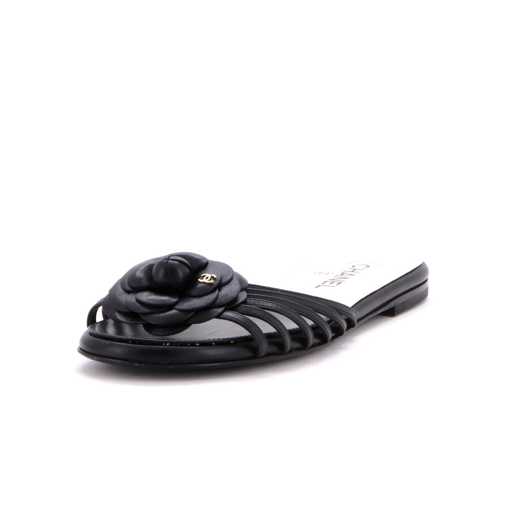 Pre Owned Chanel Women's Camellia Mule Sandals Leather