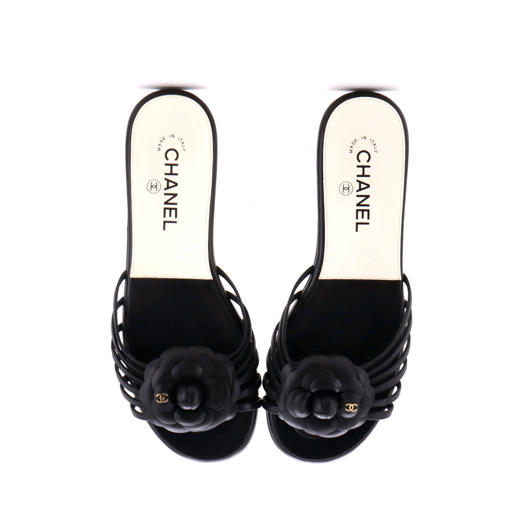 Pre Owned Chanel Women's Camellia Mule Sandals Leather