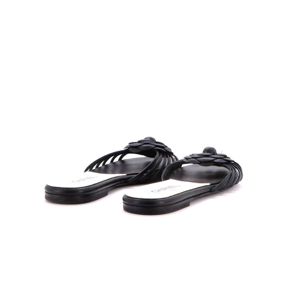 Pre Owned Chanel Women's Camellia Mule Sandals Leather