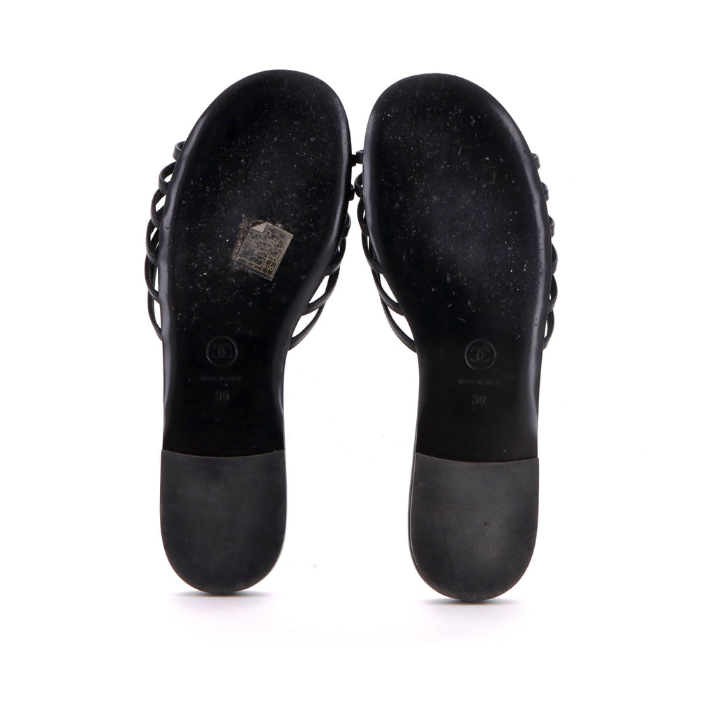 Pre Owned Chanel Women's Camellia Mule Sandals Leather