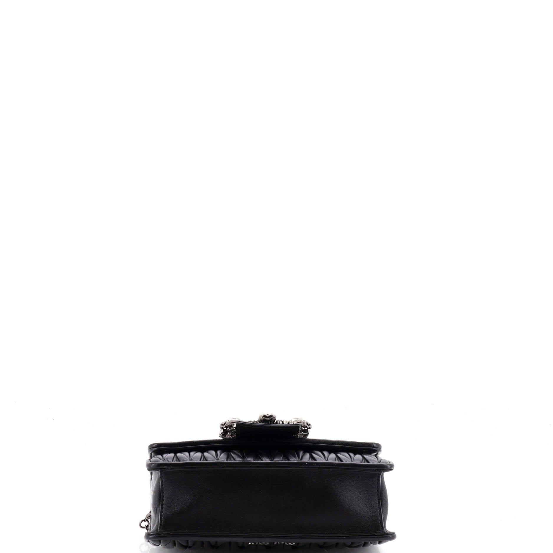 Pre Owned Miu Miu Crystal Buckle Top Handle Flap Bag Matelasse Leather Small